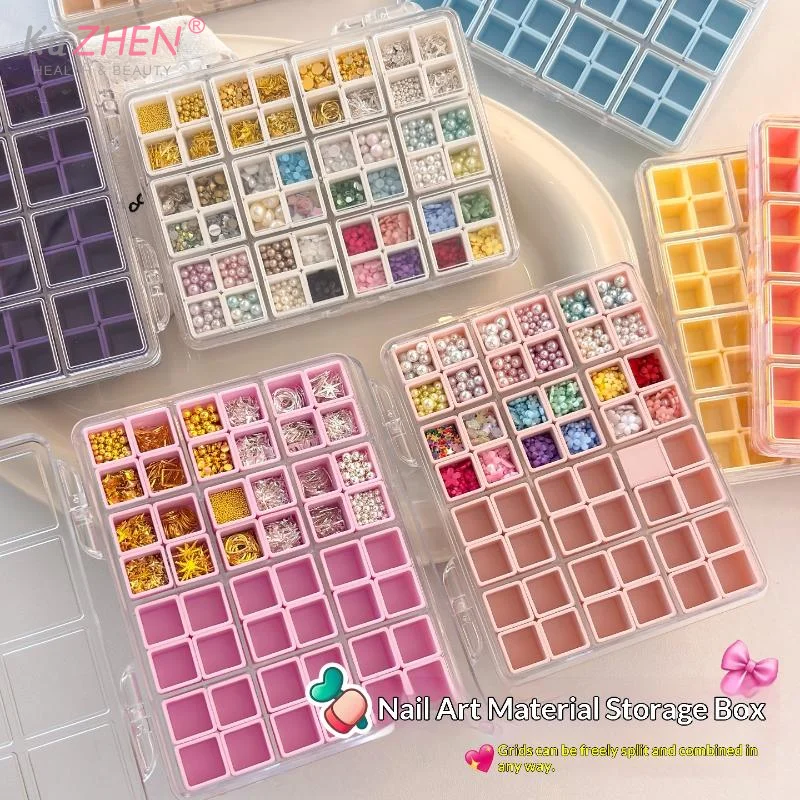 1Pcs Nail Art Accessories Storage Box Detachable 48/36/24 Grids Transparent PP Plastic Jewelry Small Parts Desktop Organizer