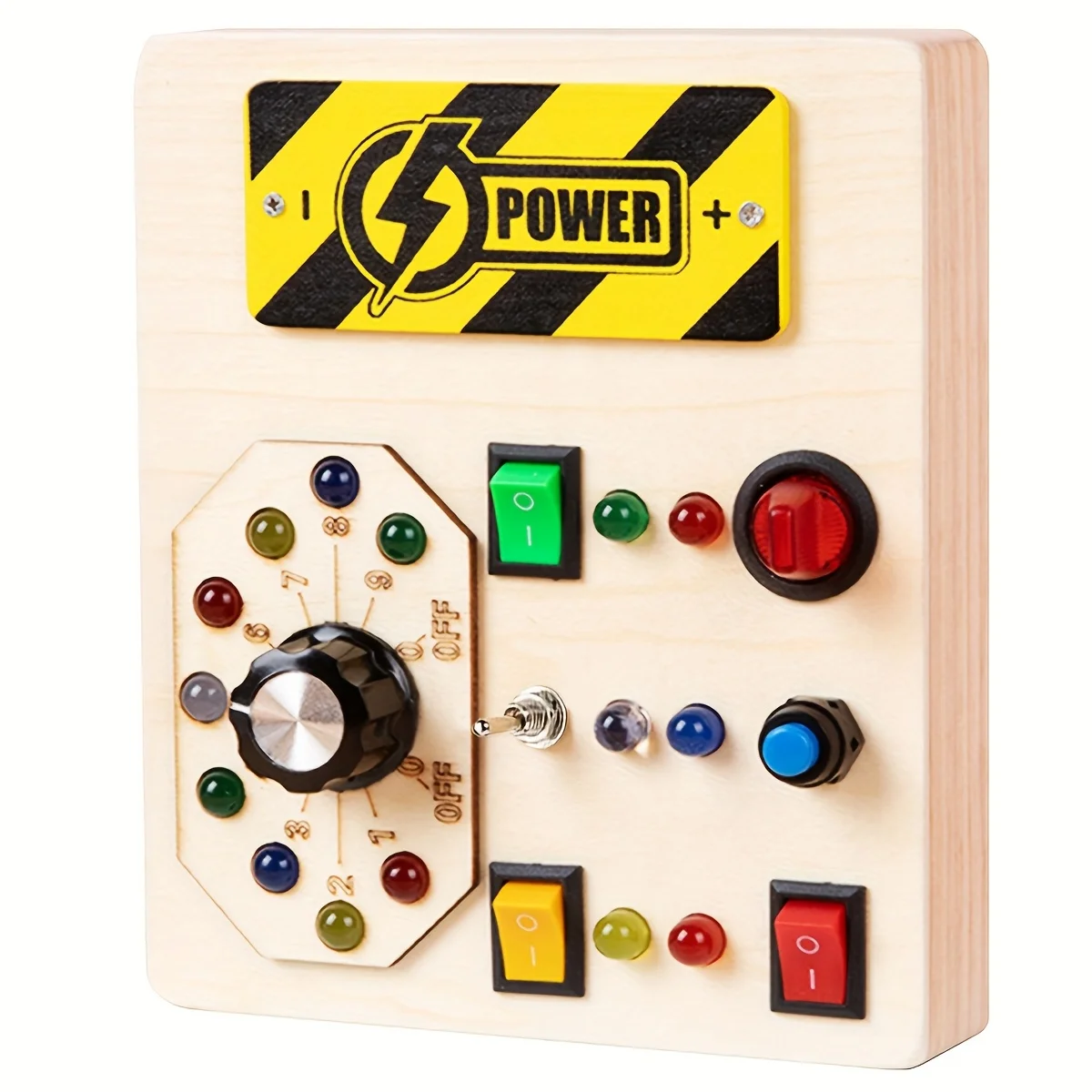 Wooden Busy Board With Light Switches, Fine Activity Motor Skills Travel Toys For Kids, Christmas Gifts, Halloween Gifts