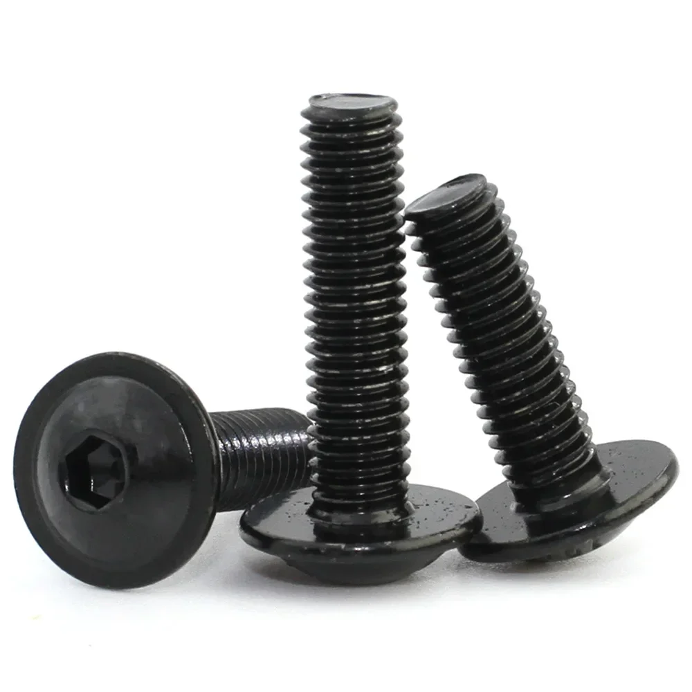 20/10/5 stuks Zwart 304 Roestvrij Staal M4 M5 M6 M8 M10 Hex Hexagon Socket ronde Knop Flens Hoofd Met Ring Kraag Schroef Bolt