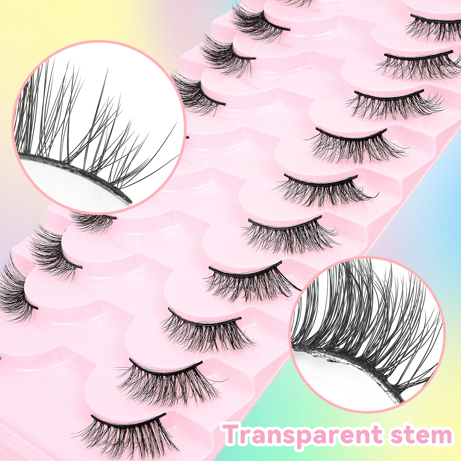 مجموعة رموش صناعية نصف رموش صناعية طويلة وديناميكية باللون الأسود مكونة من 10 أزواج #3