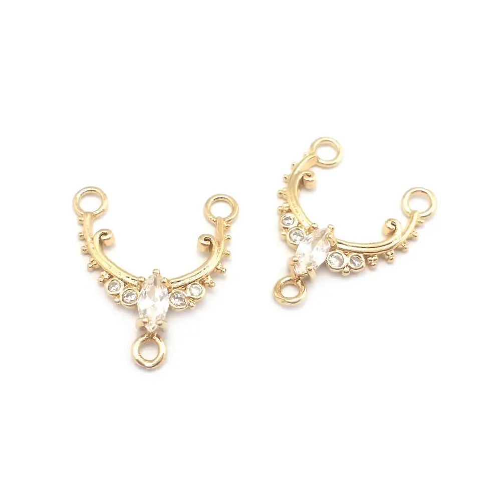 10PCS 18K Gold Color Brass and Zircon U Shape Connect Charms Necklace High Quality Jewelry Accessories Rosediy official-website
