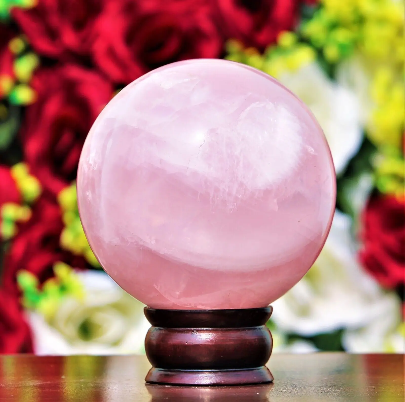 Natural Pink Rose Quartz Sphere Crystal Ball Healing Home Office Demagnetization Decorative Gem Gift