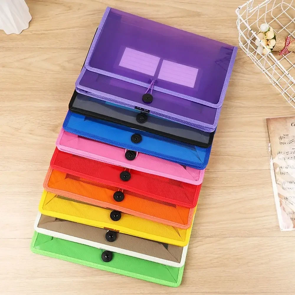 1pcs Transparent Lightweight File Bag Portable Waterproof Folder Document Holder Large Capacity Button Storage School Test Paper