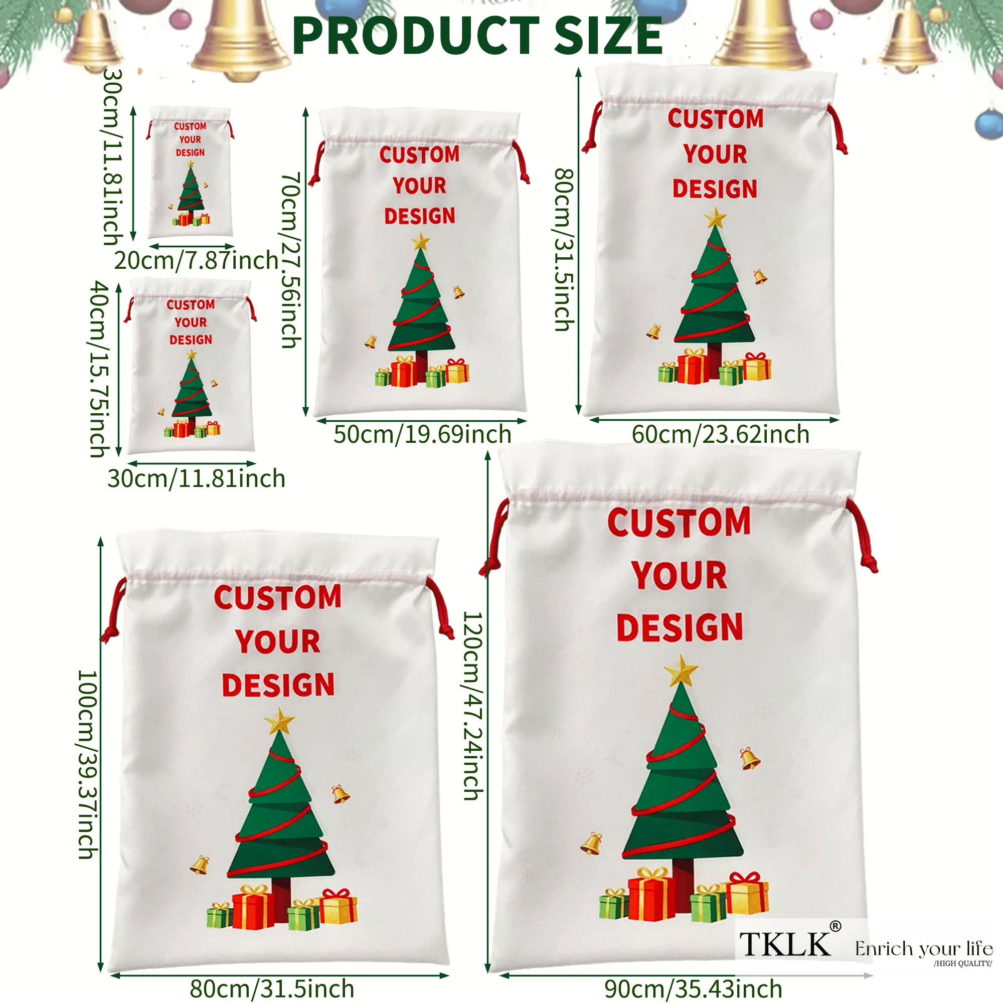 1pc Personalize Christmas Pocket Bag with Drawstring , Customization with Names and Letters, Multi-Purpose Gift Home Decoration