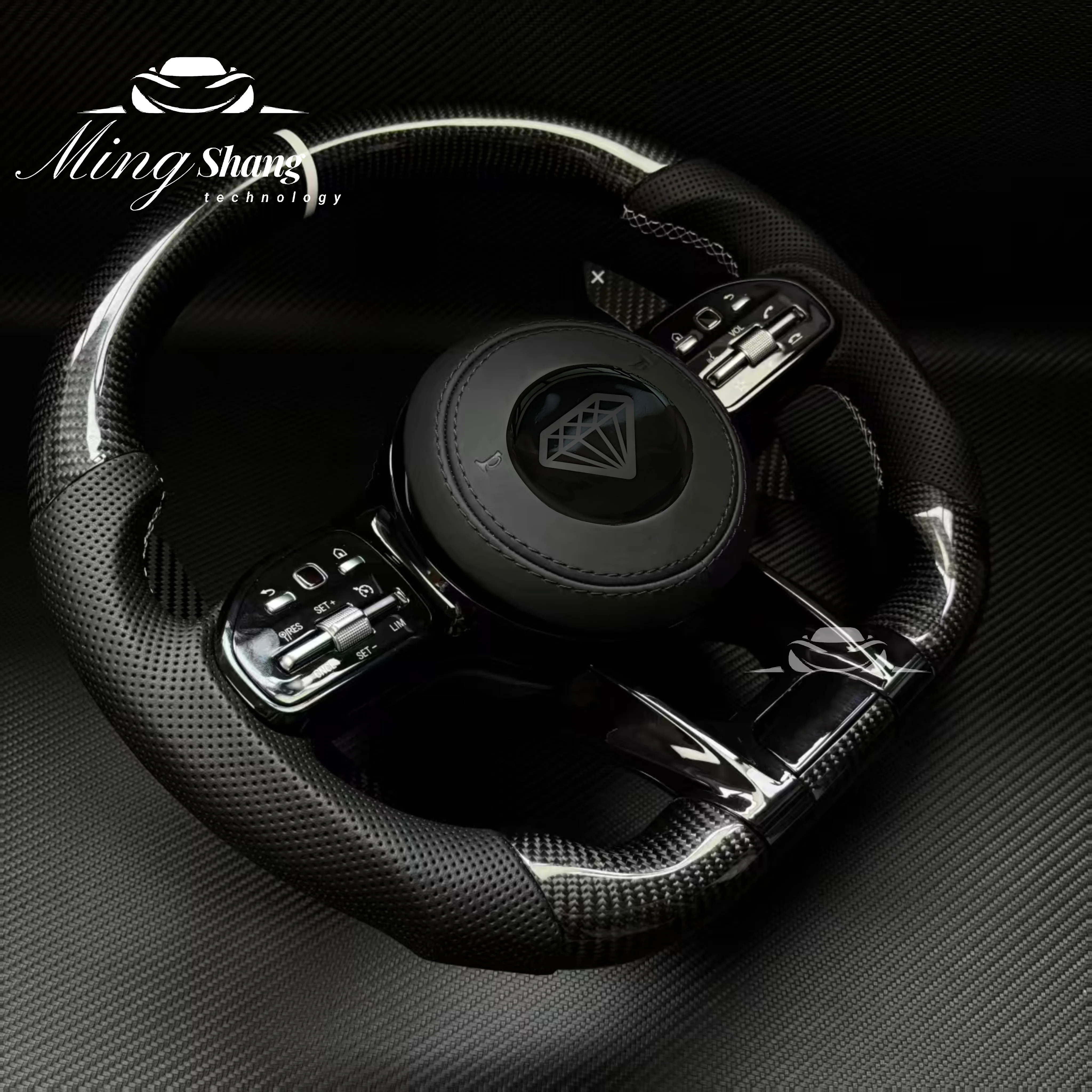 عجلة قيادة ألياف الكربون للسيارات لمرسيدس بنز W206 W205 W204 W222 W223 W212 W213 W177 W463 AMGs GT GLS63 GLE63 SL63 CLS Gls