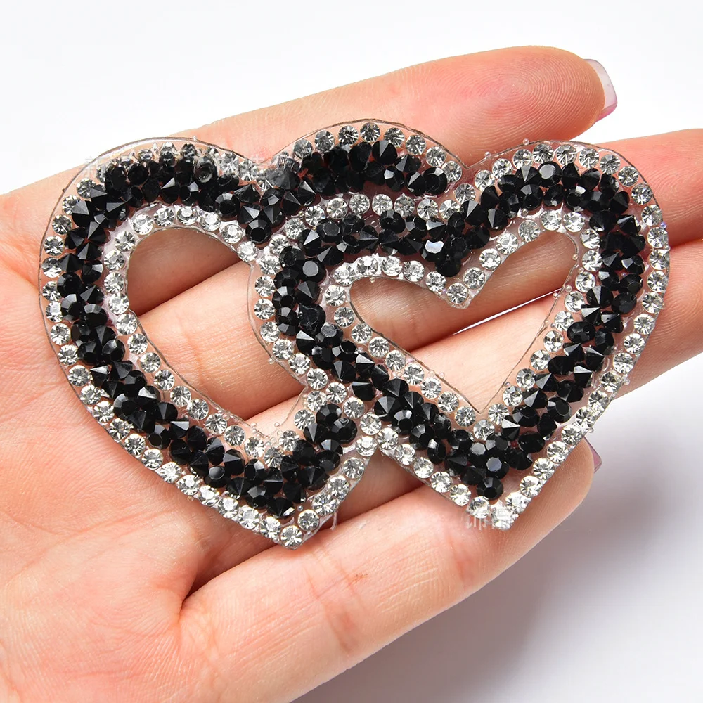 Engood 50pcs Heart Embellishment Hot Melt Adhesive Rhinestone Clothing Shoes Hat Bag Apparel Sewing Decor Accessories Supply