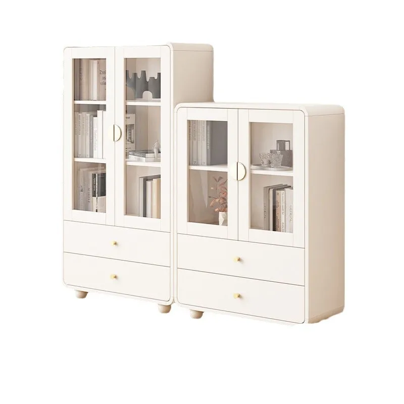 Solid wood bookcase combination simple dust-proof glass living room bedroom study locker