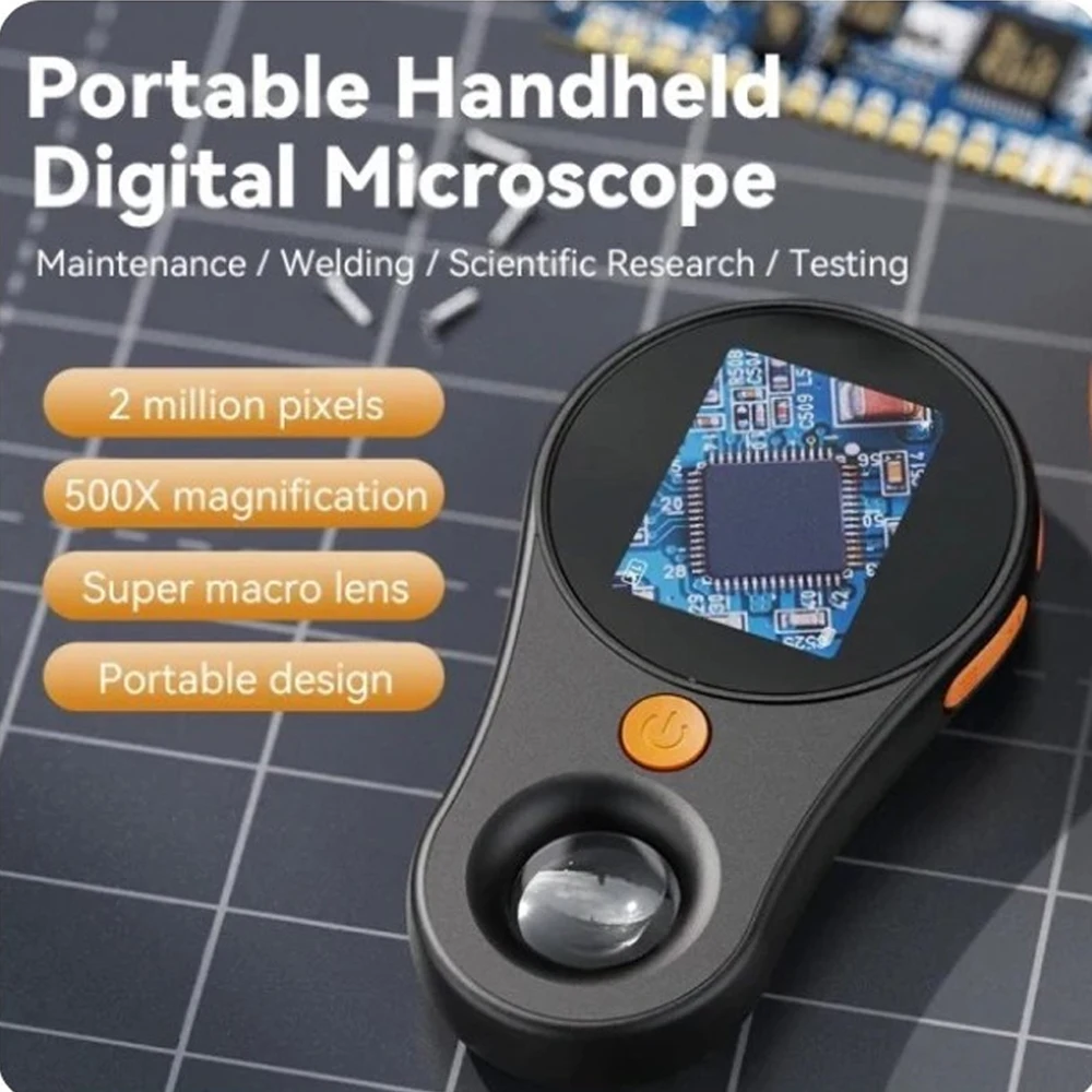 

2Inch 500X Handheld Digital Microscope 1080P Video Coin Magnifier with 8 LEDs for Electronics Repair on Windows System