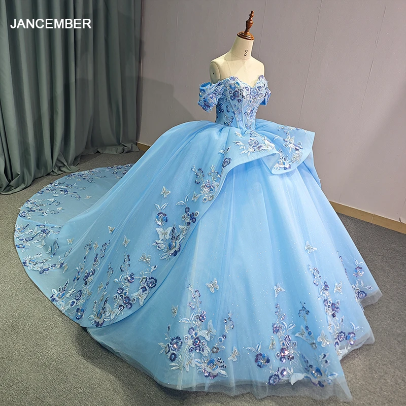 Mexico Traditional Quinceanera Dress 2024 Applique Prom Dress Ball Gown Tiered Bow Evening Gown vestidos de quinceañera DY6738