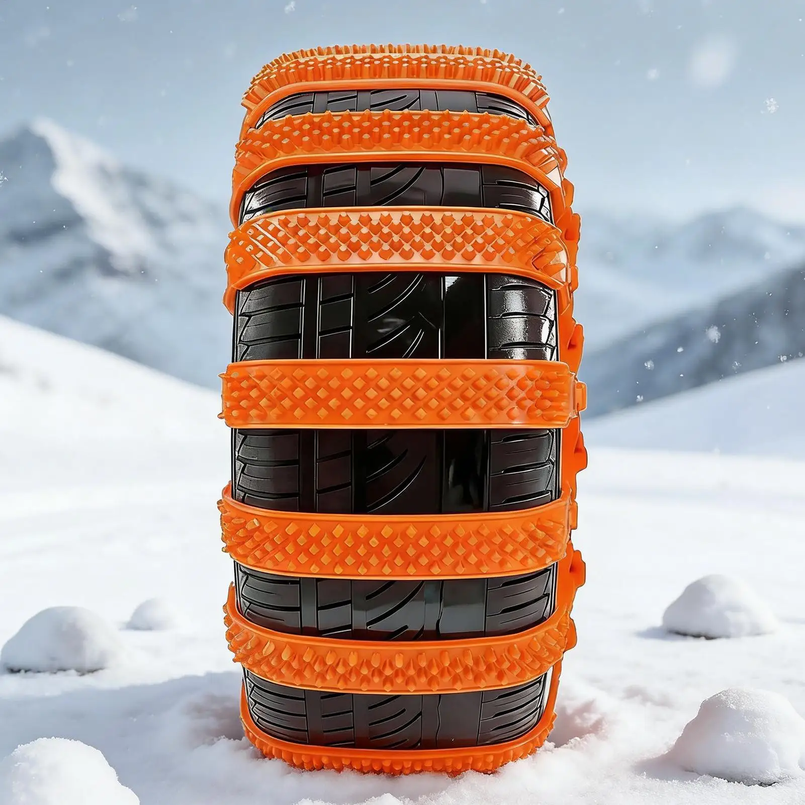 12-piece heavy-duty snow tire chains nylon winter snow tracks including 1 gloves &1 hook universal emergency car tire skid tape