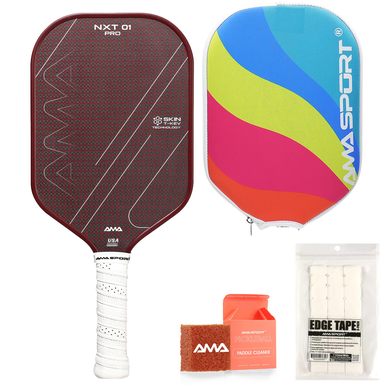 

AMASPORT Pickleball Paddle Racket Interweaving Carbon Bed,Kevlar Surface Pickleball Rackets for Power, Spin & Control