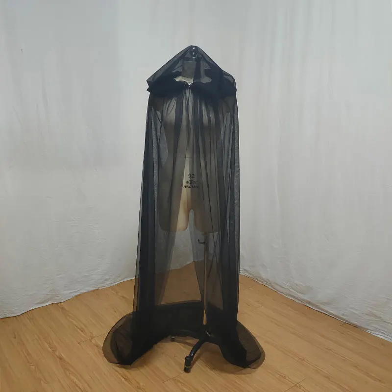Mingli Tengda Red/Black Double-layer Tulle Hooded Shawl Canopy Transparent Bride Shooting Props Wedding Accessories Cloak Custom