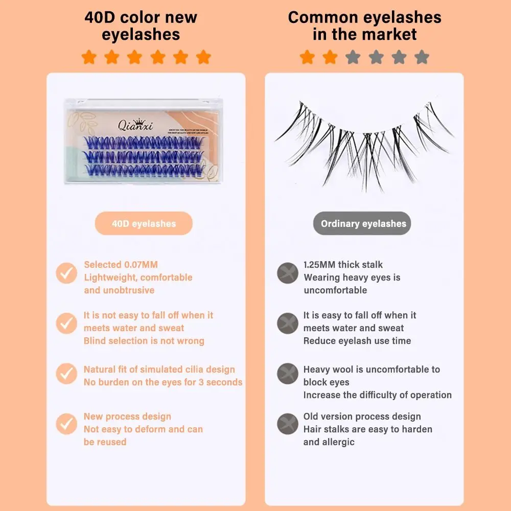 Cruelty-Free False Eyelashes Individual Lashes Colorful DIY Lash Extension Self Application At Home Women Girls Eye Makeup Tools