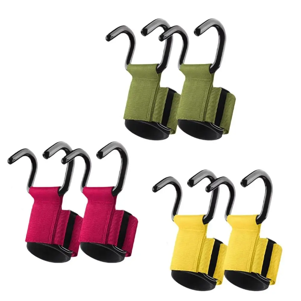 

1 pair Pull-up Weight Lifting Grip Hook Non-Slip With Hook Auxiliary Power Wrist Guard 1 Pair Adjustable Steel Hook Grips Strap