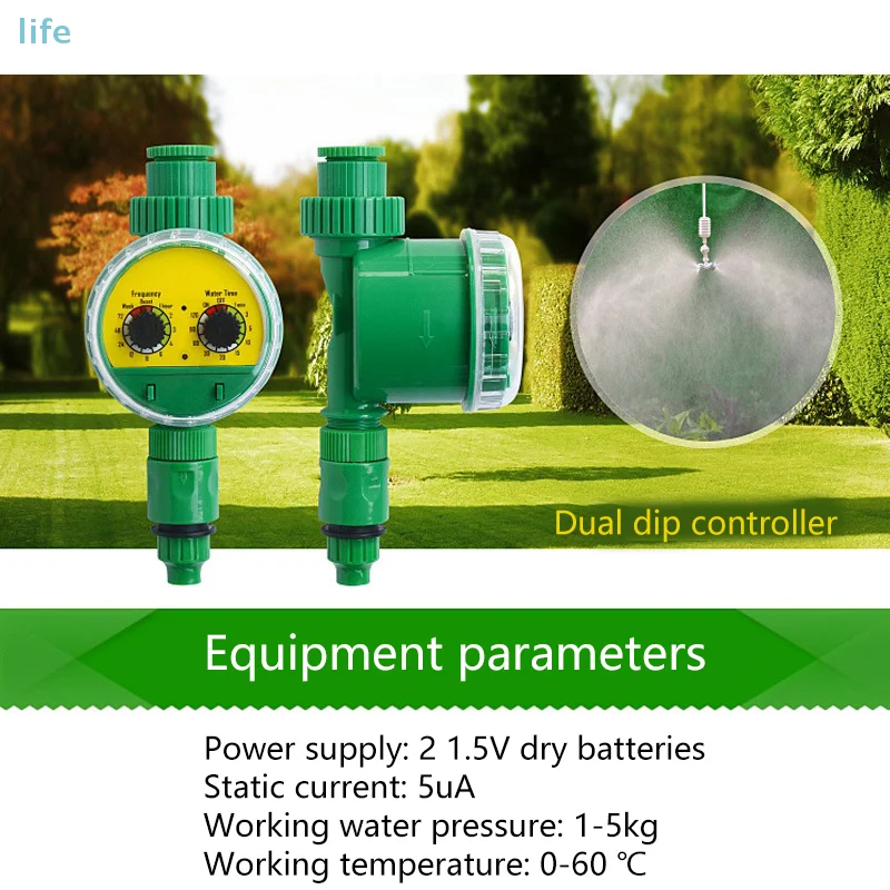 

Garden Watering Irrigation System Ball Valve Timer Adjustable Misting Nozzles Automatic Spray Outdoor Greenhouse