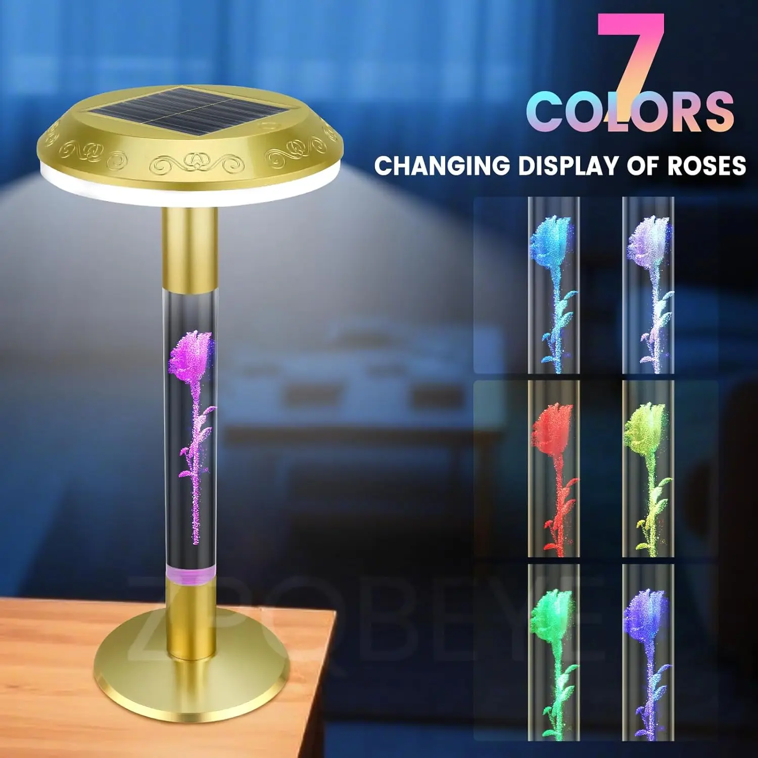 مصباح محمول يعمل باللمس بـ 7 ألوان، ضوء منضدة لاسلكي قابل لإعادة الشحن عبر USB للمنزل وغرفة النوم والشرفة والمكتب