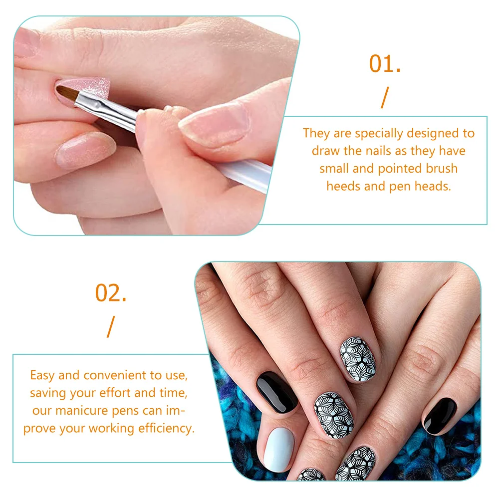 

3 Pcs Nail Art Pens Gel Brushes for Nails Design Drawing Tools Manicure Painting Stylish Professional DIY Accessories