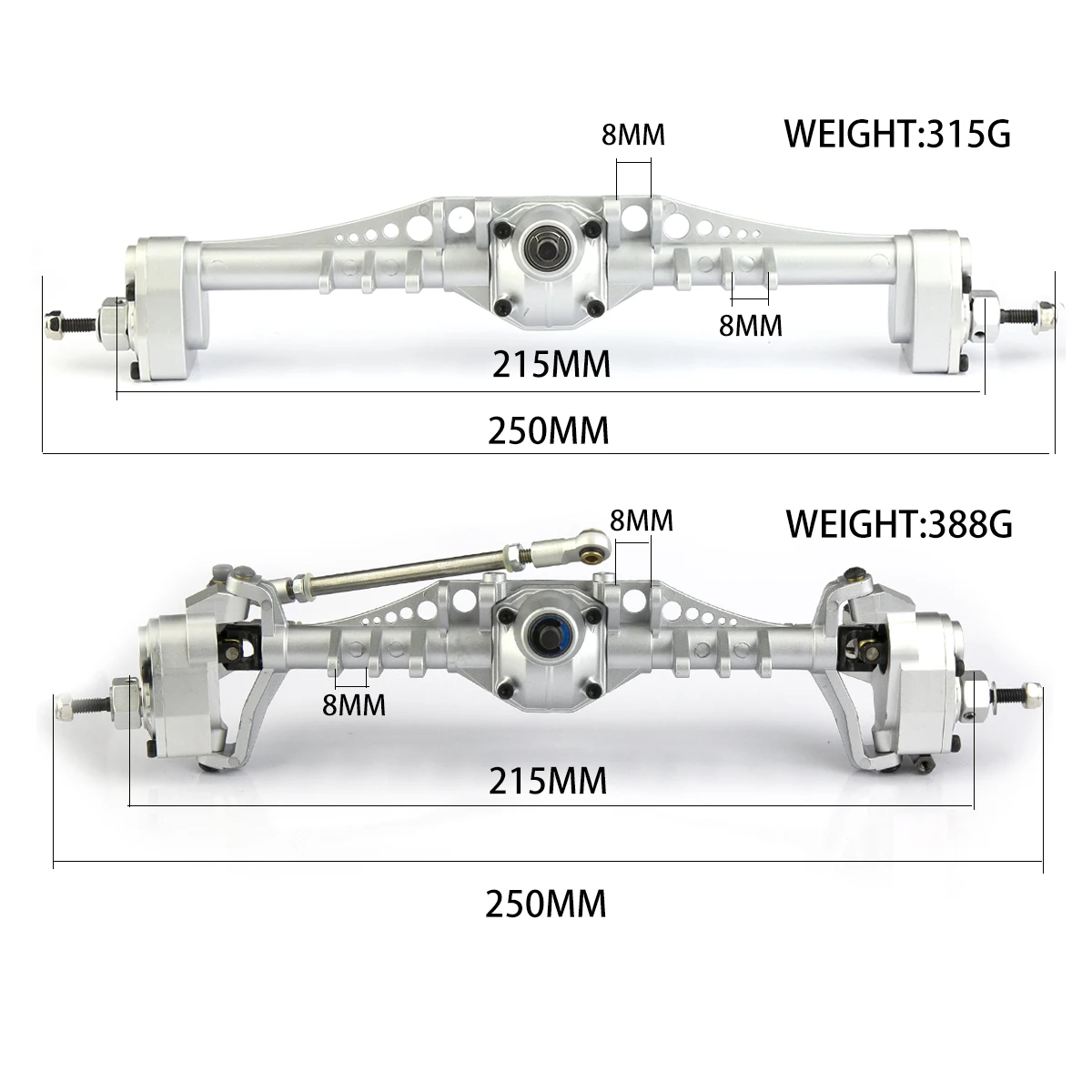 2 pezzi in lega di alluminio anteriore asse posteriore per 1/10 scx10iii RC Crawler Car Axial Capra 1.9 illimitato Trail Buggy UTB Currie F9