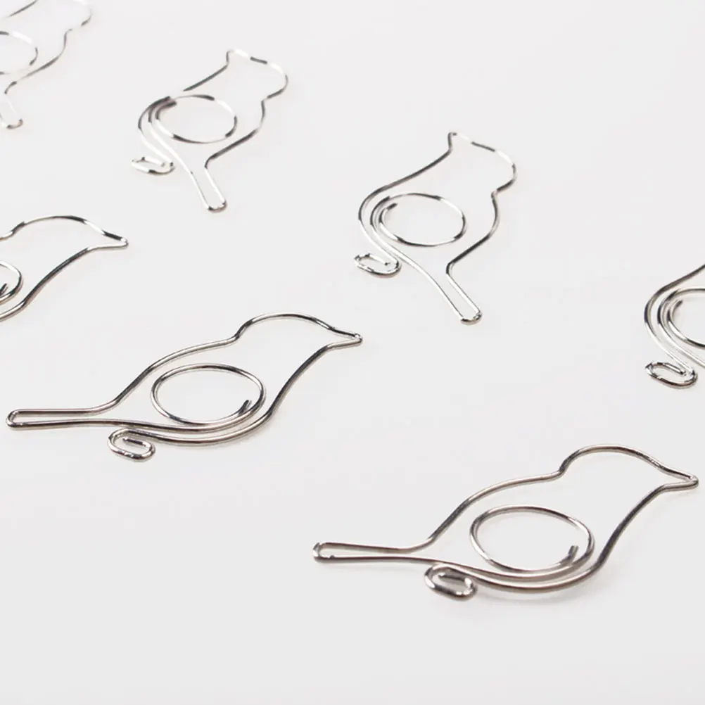 

20pcs Creative Bird-Shaped Metal Clips Silver File Organizer For Office School Home Practical Stationery Supplies