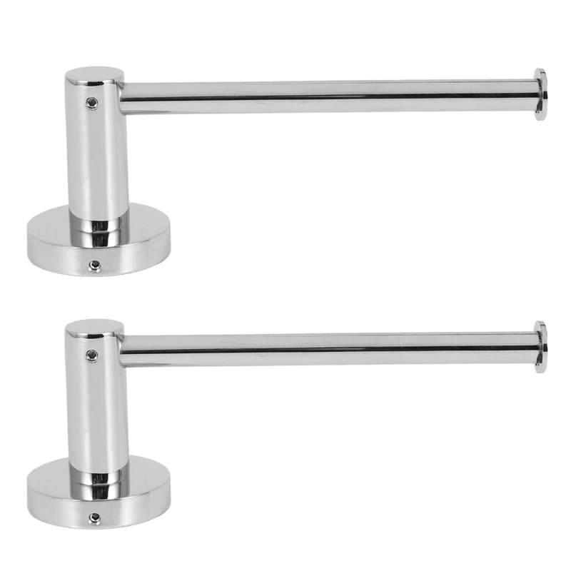 2X Wall Mounted Toilet Roll Holder Polished Chrome Stainless Steel Bathroom Kitchen Paper Towel Dispenser Tissue Hanger