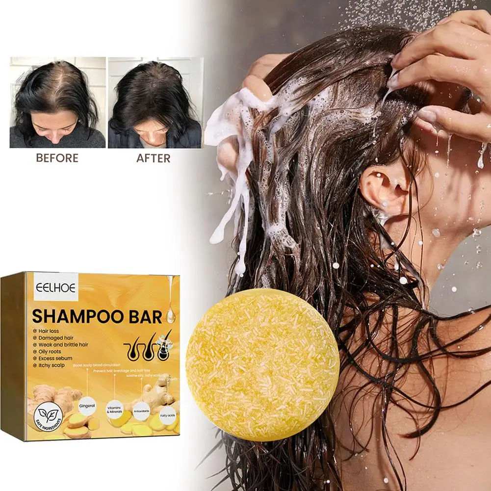 1PCS Ginger Shampoo Soap Organic Handmade Cold Processed Soap Anti-Itching Cleansing Oil Control Promotes Hair Care