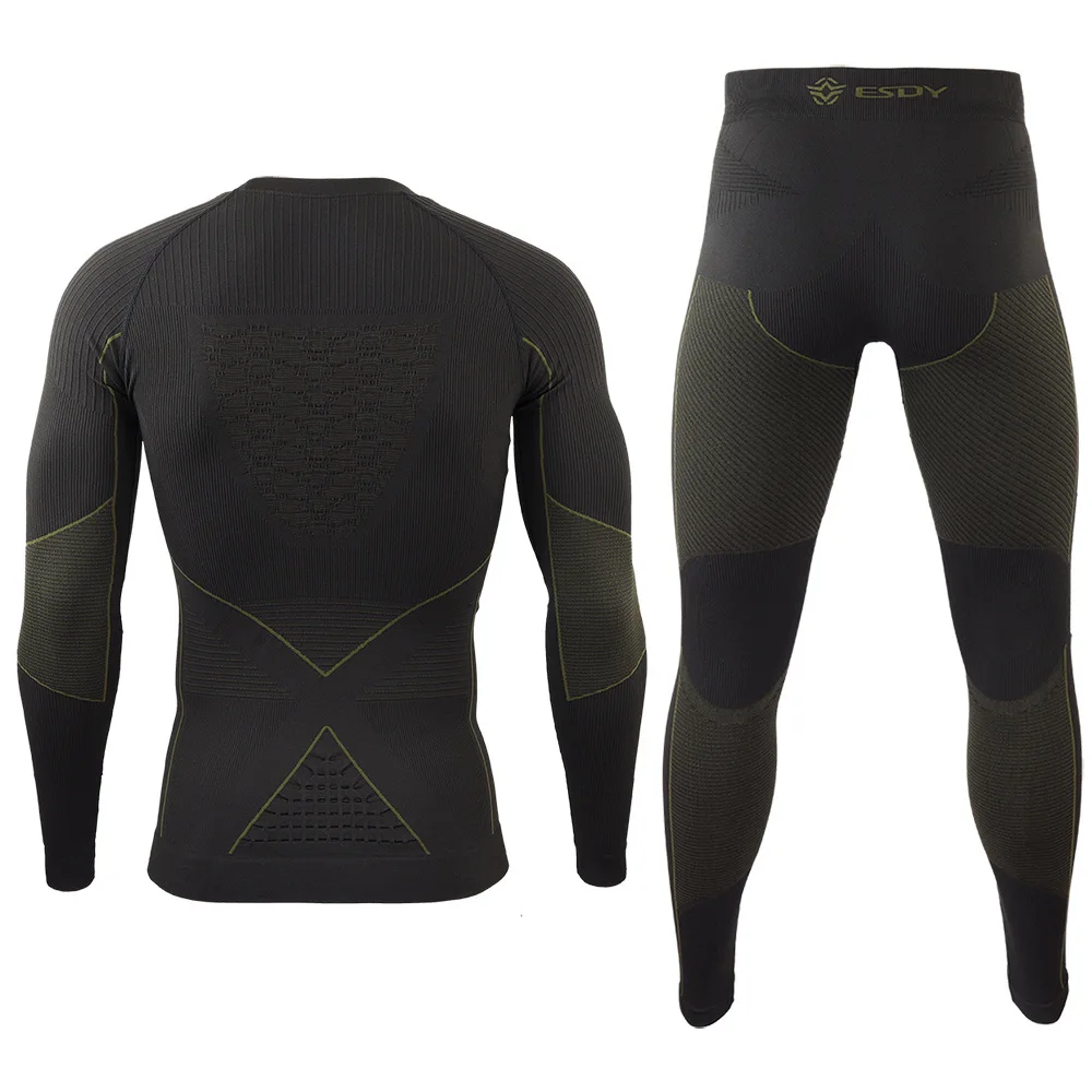 Winter Sports Men's Long Johns Fleece Warm Underwear Set Men Quick Drying Riding Sporting Thermal Underwear Suit AF155