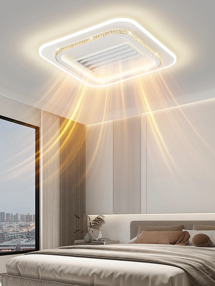 New Crystal Ceiling Fan LED Ceiling Fan Light Living Room Bedroom Modern and Simple Home Intelligent Silent Restaurant Fan Light