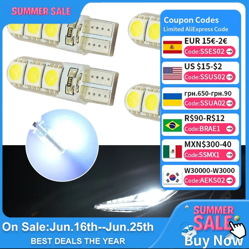 

4Pcs Car LED Signal Lamps Silicone Shell Lights Bulb T10 194 W5W DC 12V Canbus 6SMD 5050 Led Parking Fog Tail Light Auto Lantern