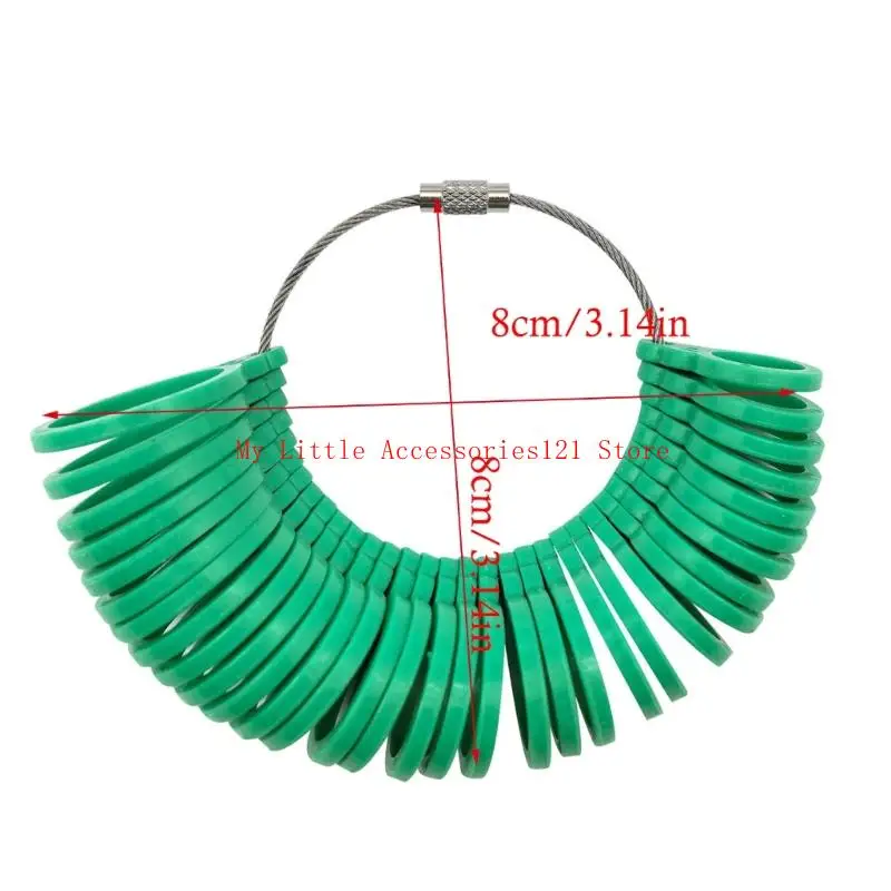 مقياس حجم الخاتم ذو الأنماط العتيقة لقياس الإصبع الدقيق مع خيار 5 ألوان أداة مجوهرات بلاستيكية مدمجة 8x8x5cm