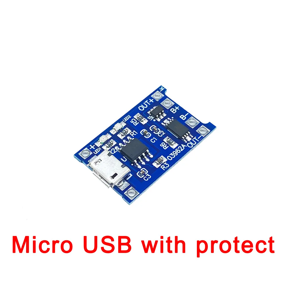 Type-c/Micro/Mini USB 5V 1A 18650 TP4056 Lithium Battery Charger Module Charging Board With Protection Dual Functions 1A Li-ion