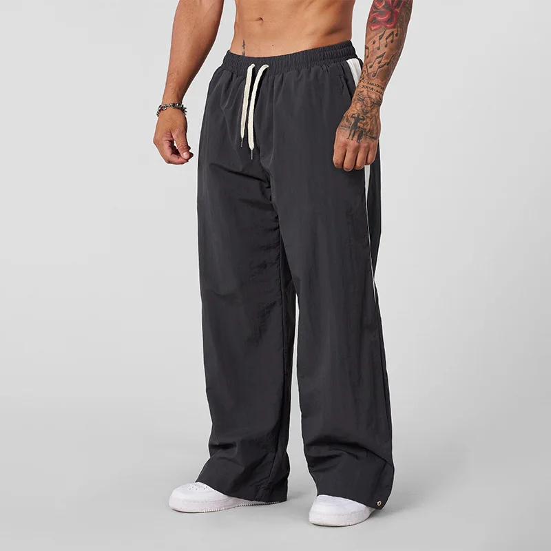 Spring Autumn Loose Straight Cotton Linen Pants Crazy Muscle Men's Breathable Sports Wide Leg Trousers