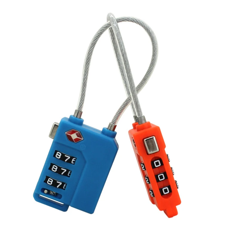 Luggage Combination Lock Portable TSA Approved Security Cable Luggage Lock 3-Digit Combination Password Lock Padlock