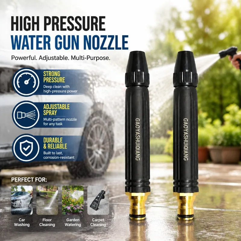 Universal Adjustable Black‑finish Pressure Washer Nozzle, Multi‑scene Spray Tip for Car‑rinsing & Garden Irrigation, Quick