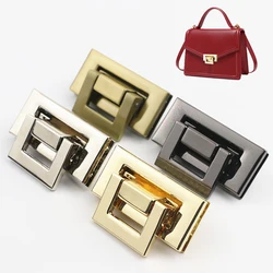 1pc metal quadrado minúsculo saco turn lock torção fecho de couro artesanato bolsa feminina bolsa de ombro bolsa diy saco ferragem