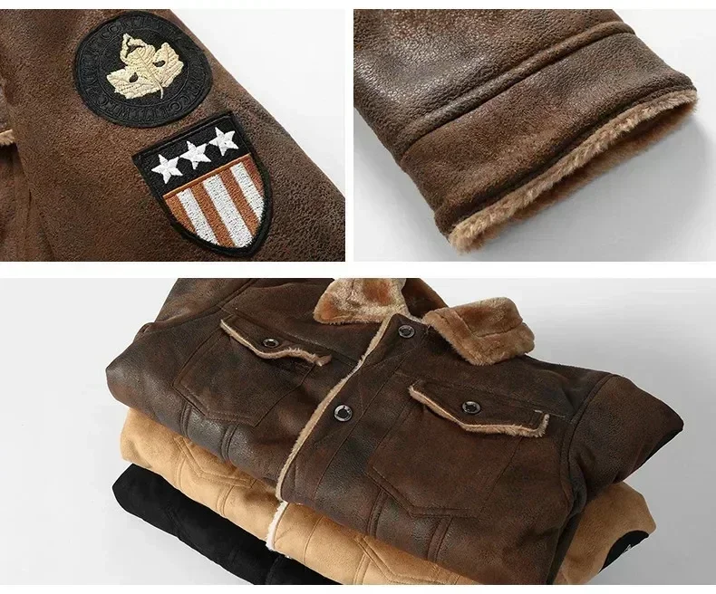 Winter Mens Suede Coat High-quality Male Wool Thicken Warm Jacket Youth Fashion Slim Fit Casual Leather Jackets Men Clothing