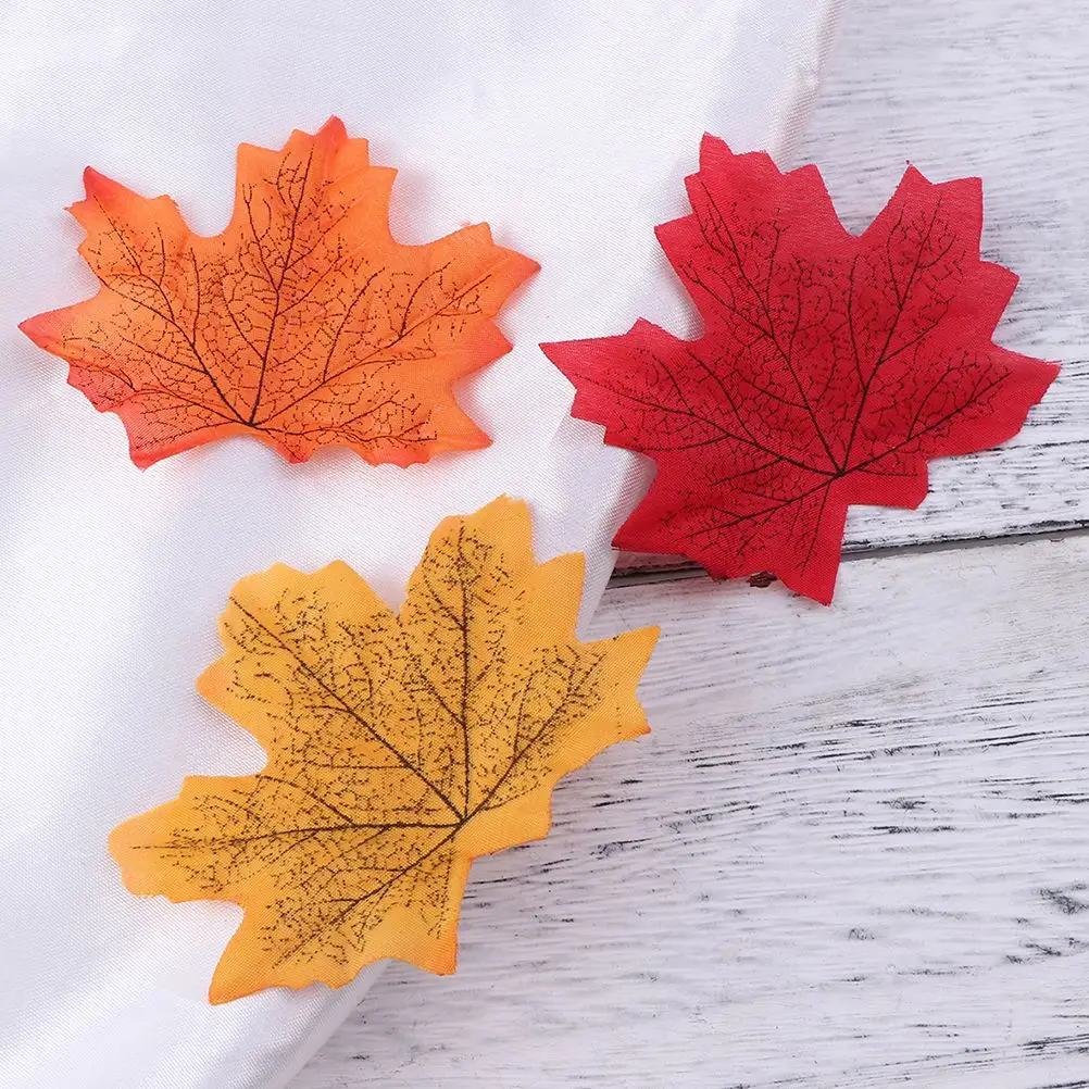 

300 Pcs Simulated Maple Leaf Smooth Leaves Rain-resistant Autumn Fall Artificial