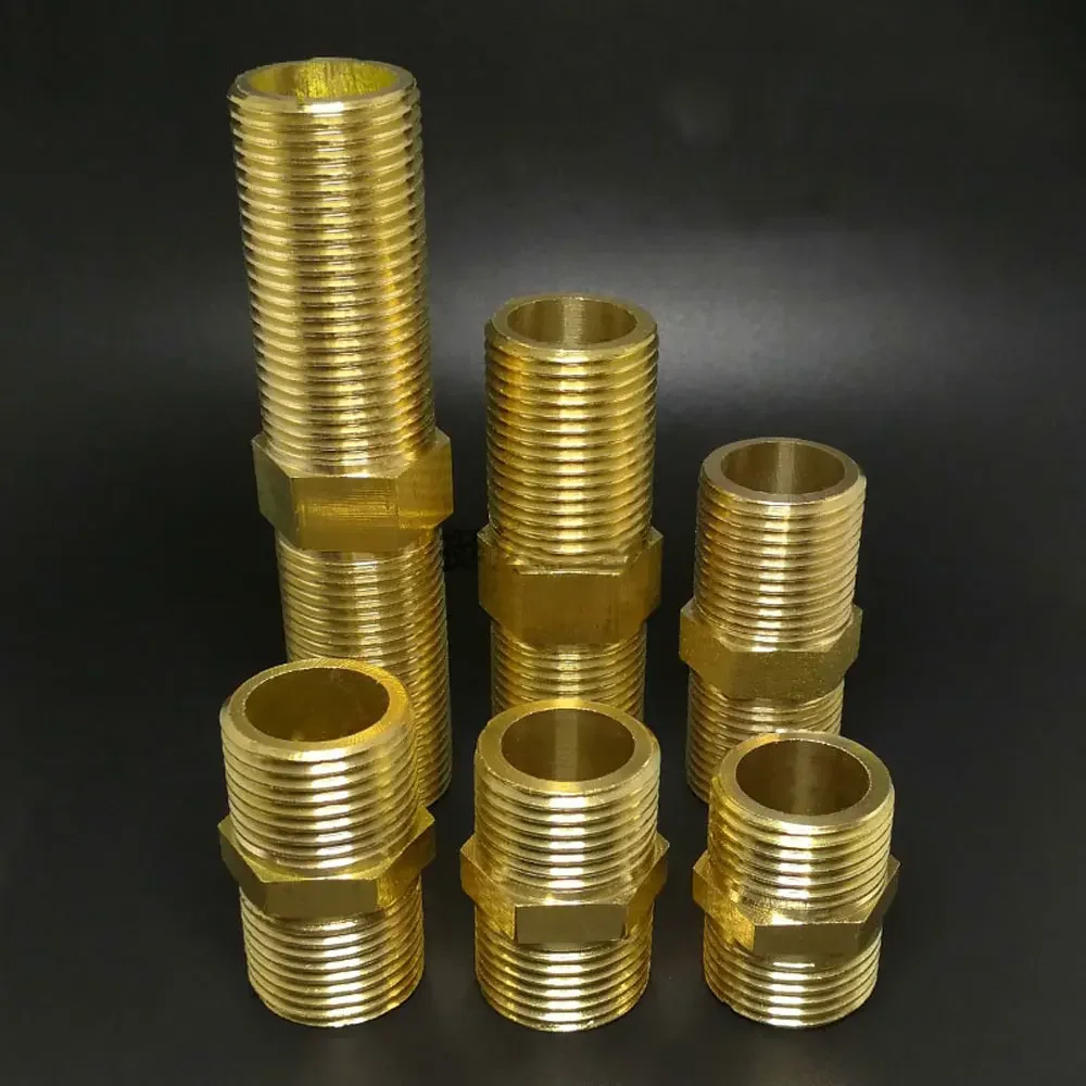 황동 파이프 헥스 니플 피팅 퀵 커플러 어댑터 1/4 3/4 1 BSP 수컷-수컷 나사 연장 물 오일 가스 연결기