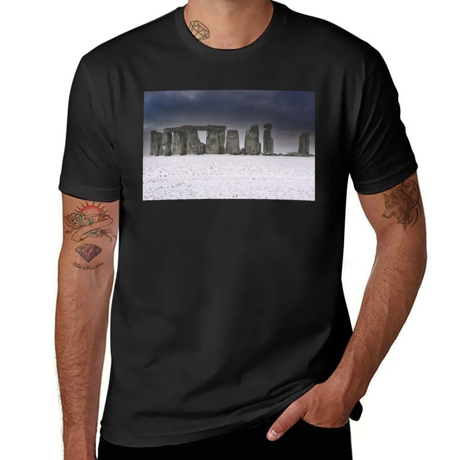 Stonehenge in the snow T-Shirt graphics kawaii clothes korean fashion plain white t shirts men