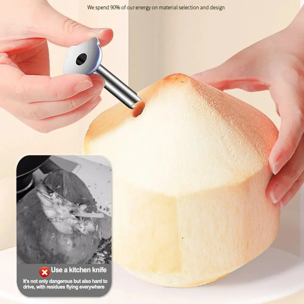 Stainless Steel Coconut Opener Portable Quick Access Coconut Hole Puncher Manual Opener Heart/Bear/Star Shape