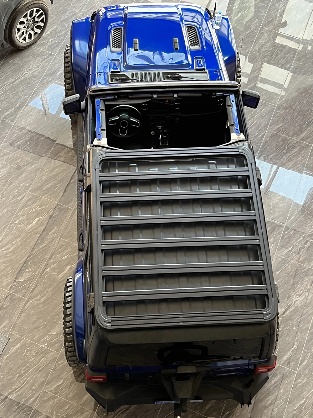 ملحقات الطرق الوعرة 1.6/2 م * 1.4 م منصة حامل سقفي للأمتعة من الألومنيوم مع سلم جانبي لـ j-eep wrangler JL 2018+ #5