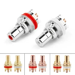 RCA Connector Female Socket Chassis Speaker Connectors Bright Dumb Rhodium Plated Copper 32mm HiFi White Red Audio Jack