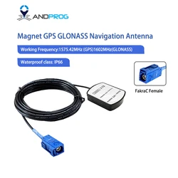 Antenna GPS attiva per montaggio magnetico glonass da 3 metri RHCP 1575 MHz 1602 MHz RG174 FAKRA C IP66