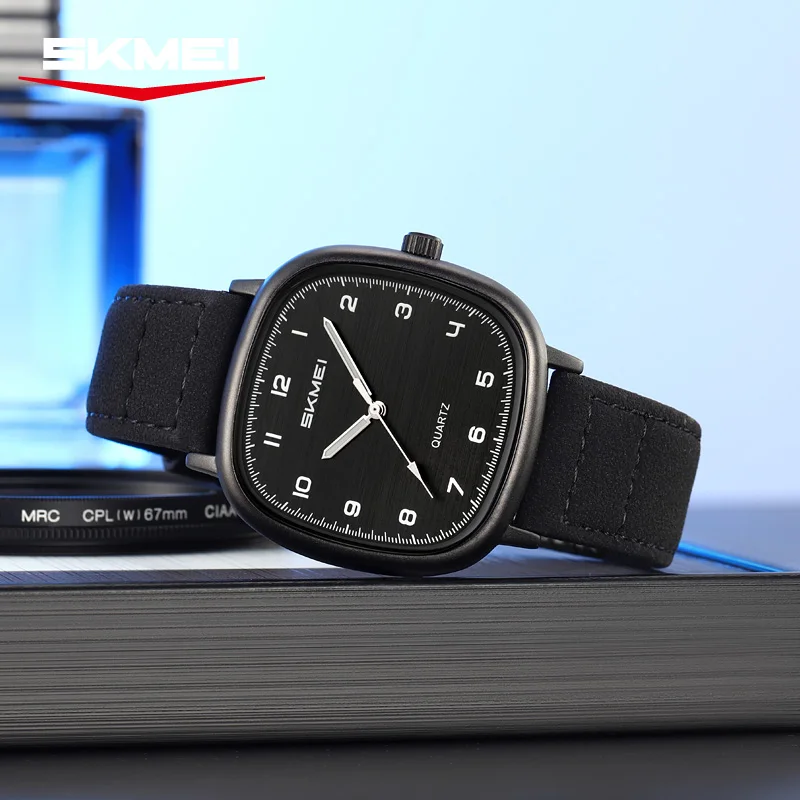 SKMEI 2586 conception Simple rétro mode montre à Quartz bracelet en cuir de luxe étanche montre pour hommes Date montre d'affaires reloj hombre