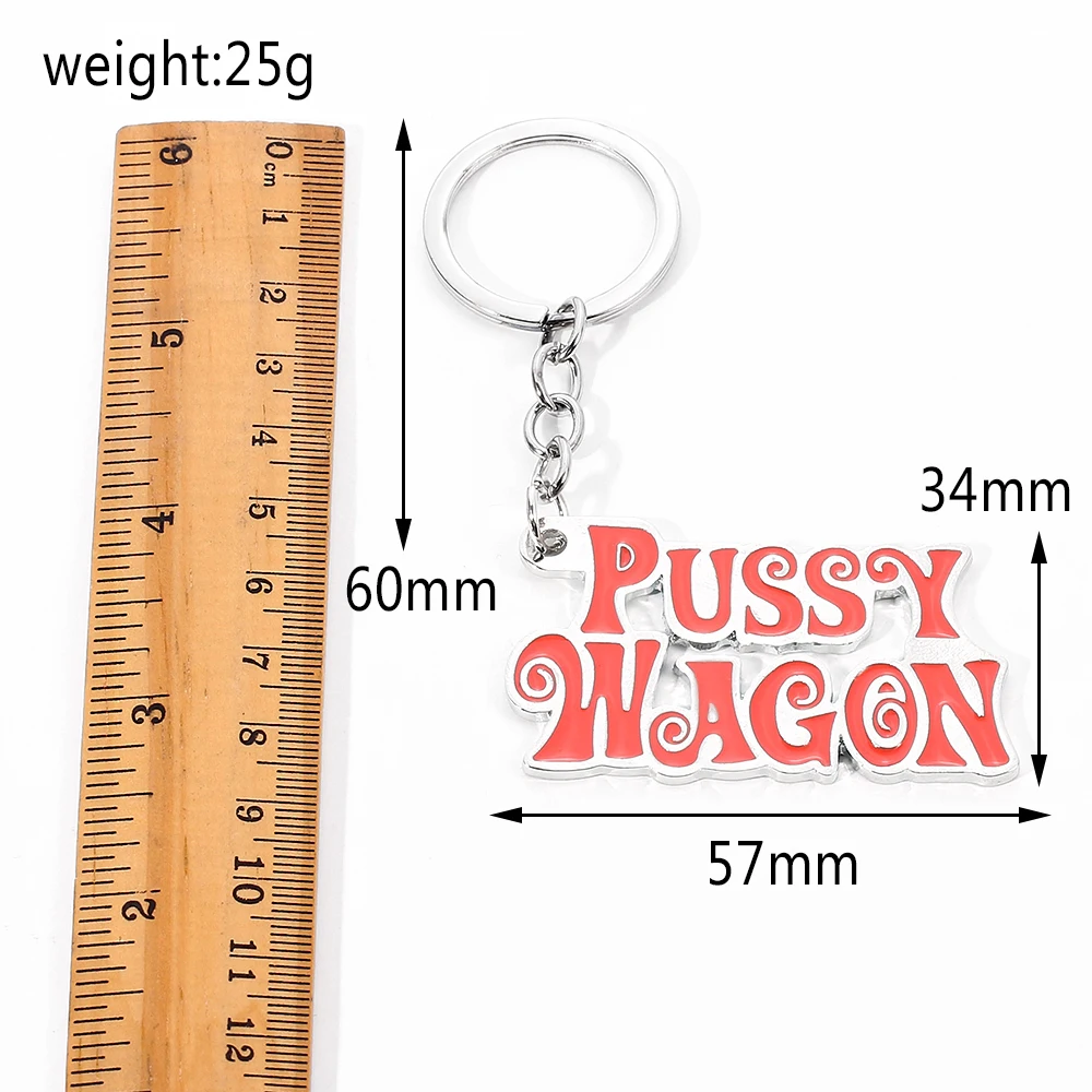 Movie Kill Bill Keychain Letter Pussy Wagon Metal Enamel Badge Pendant Keyring Car Backpack Key Holder Jewelry Accessories Gifts