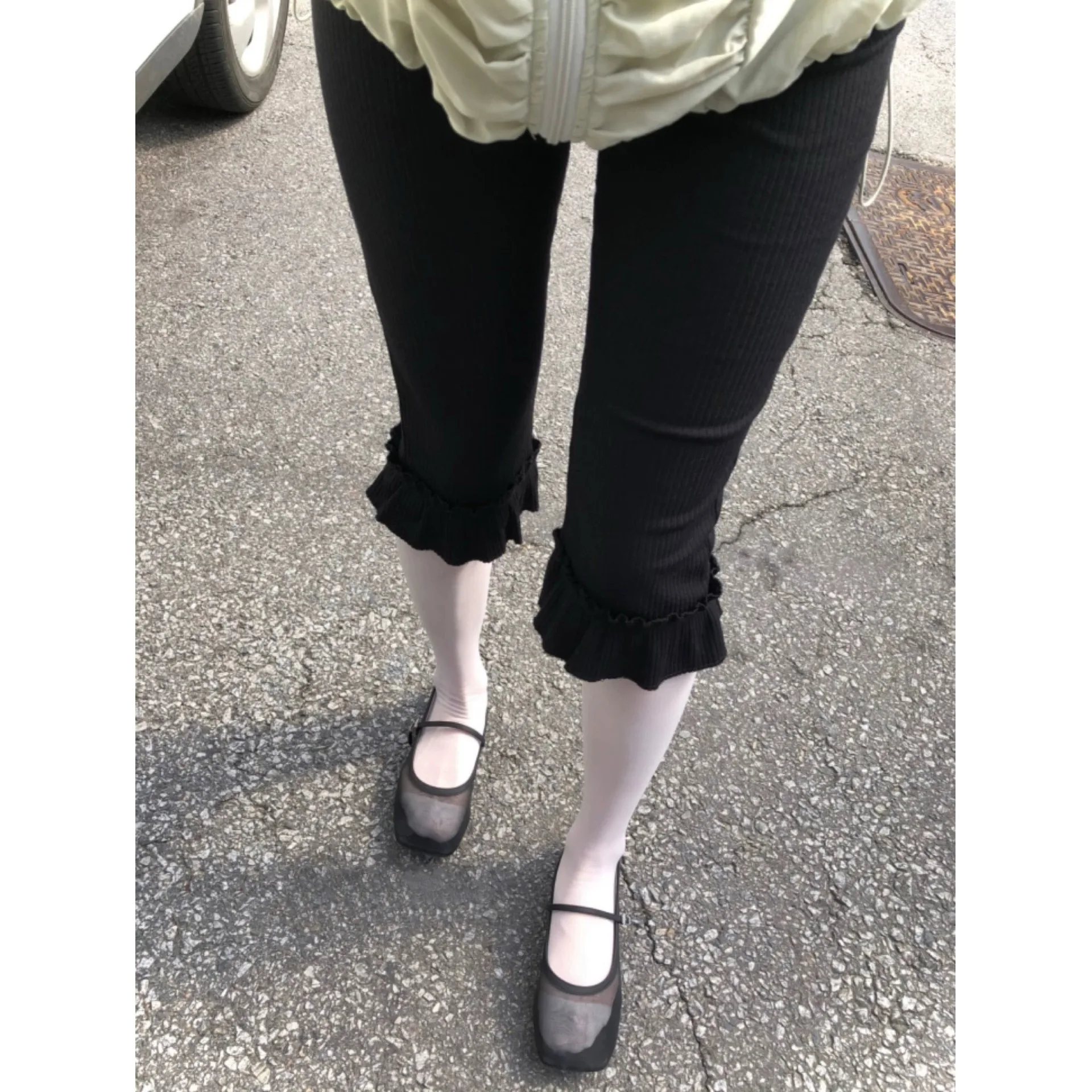 Retro Japanese Style High Waist Lace Trim Super Elastic Five-Point Pants Comfortable Base Layer Girls' Casual Tight Pants