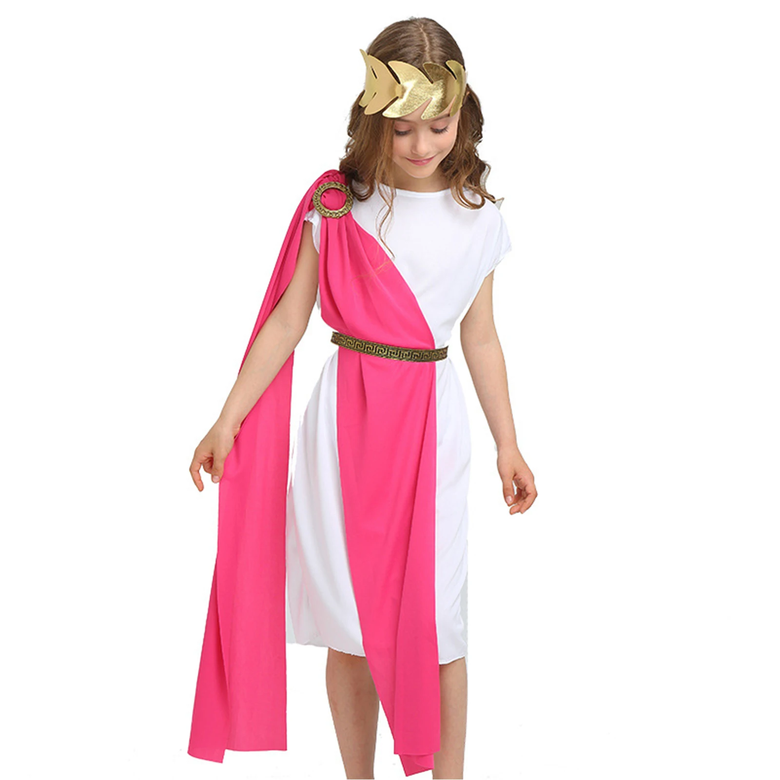 Kids Ancient Greek God Costume Halloween Party Cosplay Sleeveless Robe Dress Toga Roman Grecian Athena Princess Outfits