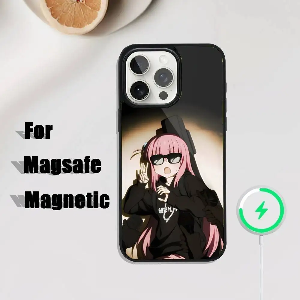 حافظة هاتف B-Bocchi-the-Rock أنيمي لهاتف iPhone 17,16,15,14,13,12,11,Pro,Max,Plus,Mini,SE4,E شحن لاسلكي Magsafe مغناطيسي