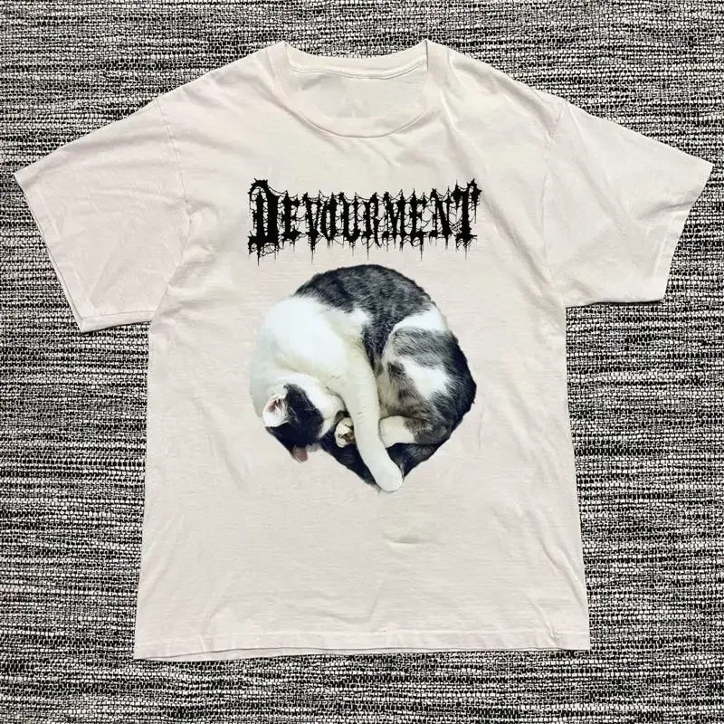 Rare Devourment Band Funny Cat Cute White All Size T Shirt
