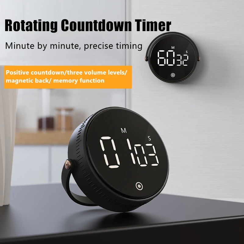 

Magnetic Kitchen Timer LED Digital Timer Manual Countdown Timer Alarm Clock Cooking Shower Study Fitness Stopwatch Time Master