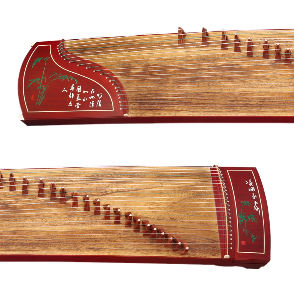 Handmade Guzheng 21 Strings Sandalwood Chinese Guzheng String Instrument Guzheng Green Bamboo Carved  SET